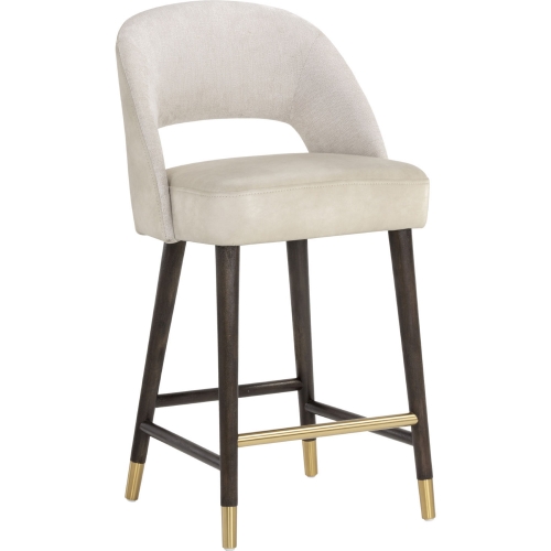 Monae Counter Stool in Cream Leatherette & Muslin Fabric